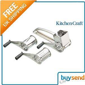   Rotary Stainless Steel Cheese Grater Shreds Slicer 3 Drum Set