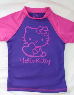 Youth Girls Purple Pink Hello Kitty Short Sleeve Shirt Top Tee