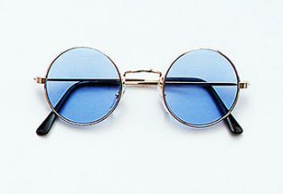 Round Blue Sunglasses Glasses John Lennon Hippy Style Fancy Dress