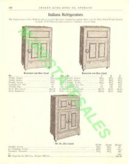 1911 Antique Indiana Wood Ice Box Refrigerator AD
