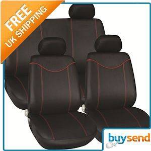   Black Red Sports Car Racing Style Seat Chair Protector Covers Set Pack