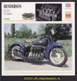 1931 HENDERSON KJ 1301 4 Cylinder MOTORCYCLE PHOTO CARD