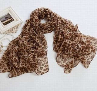   Fashion Long Soft Wrap Lady Shawl Silk leopard Gauze Scarf L001