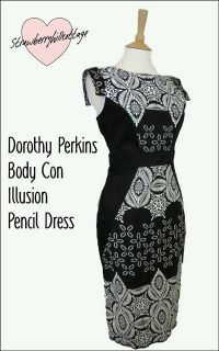 Ex Dorothy Perkins Illusion Tile Print Stretch Fit Pencil Wiggle 