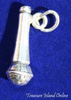   MICROPHONE SINGING KARAOKE 3D .925 Solid Sterling Silver Charm NEW