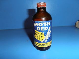 Vintage Duraglas Amber Glass Jar MOTH DED Kills Moths ADVERTISING 