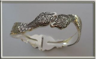 Vintage Siam Silver Hinged Snake Bracelet, Bangle