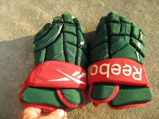 REEBOK 10K Pro Stock 14 Hockey Gloves Minnesota Wild 023