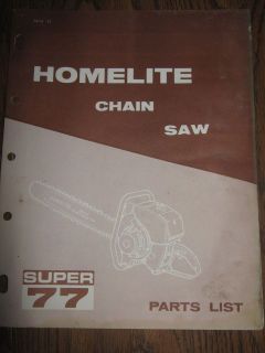 Vintage Homelite SUPER 77 Chainsaw Parts List Manual