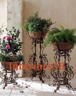 Old World LARGE Indoor Outdoor HORCHOW IRON & TOLE Brown Taupe Scrolls 