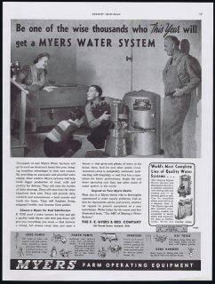 1942 Myers Water System Farm Equipment Photo Print Ad