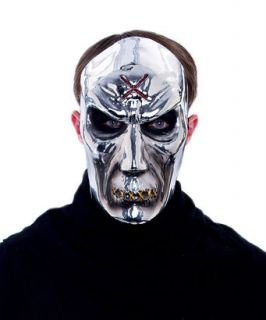 Mens Evil Scary Silver Skull Halloween Costume Mask