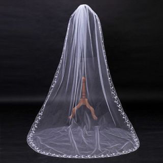   Scattered bead&embroider​y Bridal 102 long Wedding Veil with comb