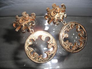 CHRISTIAN LACROIX GOLD TONE EARRINGS BIJOUX MADE IN FRANCE