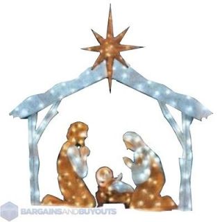 Outdoor Christmas Twinkling Tinsel Nativity Scene 388884