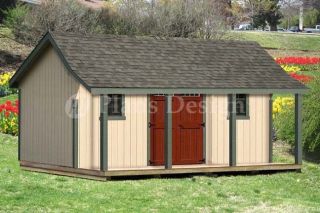 16x20 ft Guest House Storage Shed with Porch Plans #P81620, Free 