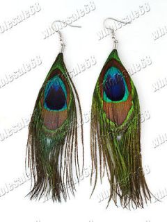   jewelry lots 12pairs mixed size dangle peacock feather earrings HOT