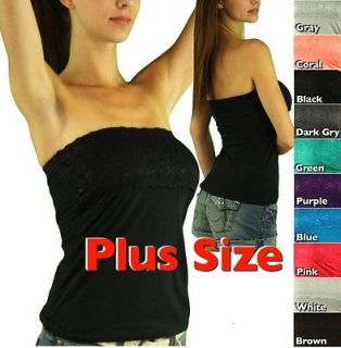 Pick Your Sexy Plus Size Comfy Lace Tube Top Strapless Bandeau Style 