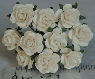 Mulberry Paper Flower OFF WHITE Rose 5/8 & 1/2 10 stems miniature 