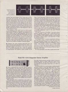 Rotel Original RA 1210 Amplifier Equipment Report. (Rot 55)