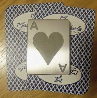   Steel, Poker Card Protector, Card Guard, Paper Weight, ACE OF HEARTS