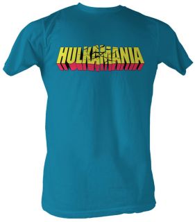 Hulk Hogan T shirt   Cracked Hulkamania Adult Turquoise Tee Shirt