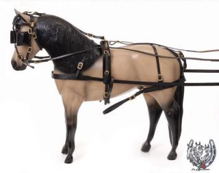 Miniature Horse Leather Tracker Driving Harness (Black or Dark Oil 
