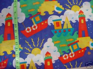 Fabric Keywest Quilting Sew Crafts boat fish lighthouse