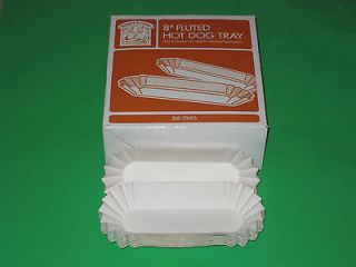 200 Hot Dog Tray Holders Paper Fluted Bakers and Chefs Brand NEW