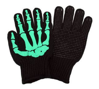 Green Skeleton Hand Knit Gloves Mechanics Work Biker OSFM