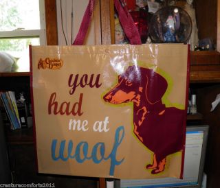 Dog Dachund  YOU had Me At WOOF  LArge Extra Roomy Tote Bag NEW 