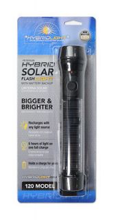   Hybrid Solar LED Bright Waterproof Flashlight with Backup Battery