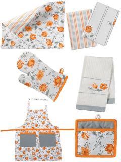 Corelle APRICOT GROVE Cloth Embroidered PLACEMAT Dish TOWEL APRON OVEN 