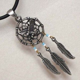   Catcher Pendant/Amulet W Hanging Feather Silver Pewter/Alloy Metal