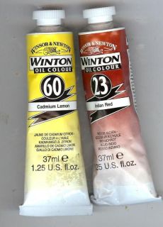Winsor & Newton Oil Paint  Indian Red & Cadmium Lemon