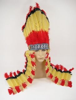 Native Ameican Indian Chief Feather Headdress Costume
