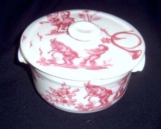 Frugier Limoges Aluminite Oven Safe Pink Toile Round Handled Bowl w 