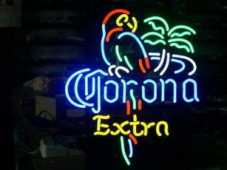 NEW CORONA EXTRA PARROT PALM TREE BOTTLE BEER REAL NEON LIGHT BEER 