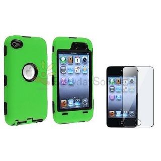   ORANGE 3 PIECE HARD/SKIN CASE+PROTECTOR COVER FOR IPOD TOUCH 4 4TH GEN