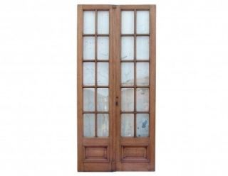 French antique mahogany patio door with glass, great for interior or 