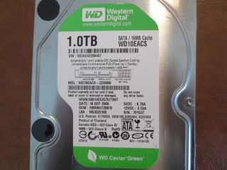 Western Digital WD10EACS 22D6B0 DCMHBRNHT2MFB 1.0TB Sata Hard Drive