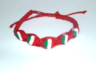 Red Rope Adjustable Bracelet w/ Italian Flag Beads *HOT ITEM*