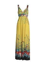 579. STELLA MORGAN Floral Border Bandeau Maxi Dress Yellow Sz M L XL 