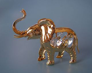 SWAROVSKI CRYSTAL ELEMENTS ELEPHANT FIGURINE   ORNAMENT 24KT GOLD 