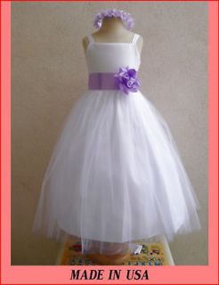 CT2 New lilac BRIDAL Flower girl dress CHILDREN PAGEANT SZ S M L 2 