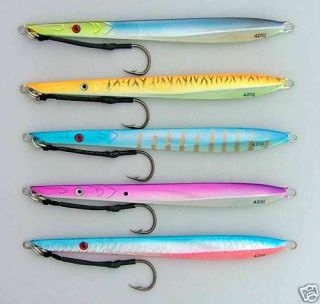   Lures Deep Water Kingfish Knife Jigs 420g x5 Colours Glow in Dark