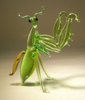 Blown Glass Murano Art Figurine Insect Green PRAYING MANTIS