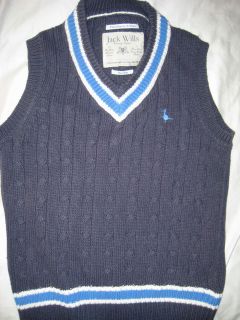 JACK WILLS FABULOUSLY BRITISH GENTRY CABLE COTTON SWEATER VEST V NECK 