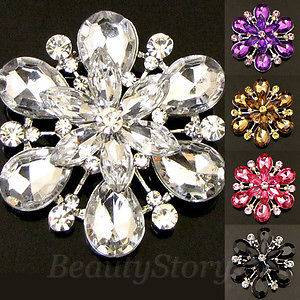    Austrian rhinestone crystal flower bouquet brooch pin