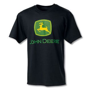NEW John Deere Black Short Sleeve T Shirt M L XL 2X Green Yellow JD 